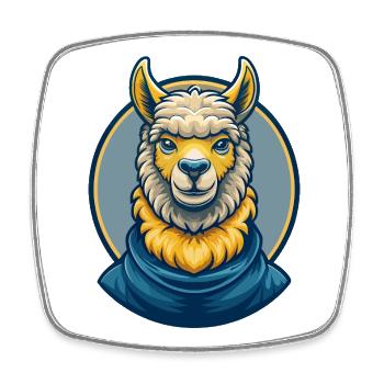 Alpaca Kawaii Maskottchen Cartoon Clipart Logo Abzeichen - Viereckiger Kühlschrankmagnet - Weiß - Vorne
