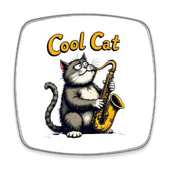 Cool Cat Jazz - Viereckiger Kühlschrankmagnet - Weiß - Vorne