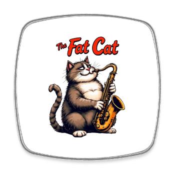 Der Fat Cat Jazz - Viereckiger Kühlschrankmagnet - Weiß - Vorne