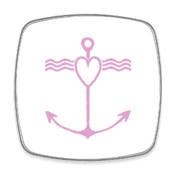 Heart Anchor Wave Design - Square fridge magnet - white - Front