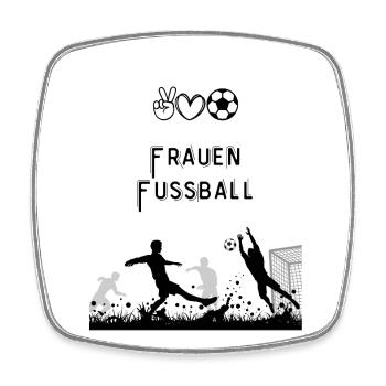 Silhouette de football devant le but - Magnet carré - blanc - Devant