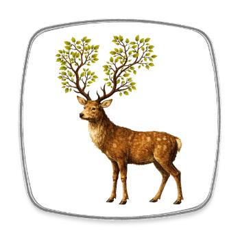 Deer with tree antlers – nature spirit of the forest - Square fridge magnet - white - Front