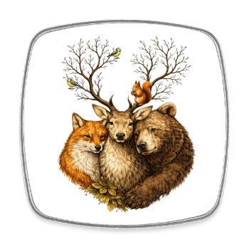 Waldtiere vereint – Hirsch Fuchs Bär Illustration - Viereckiger Kühlschrankmagnet - Weiß - Vorne