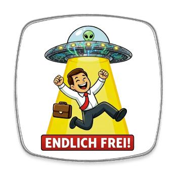 Finally Free UFO Abduction - Square fridge magnet - white - Front