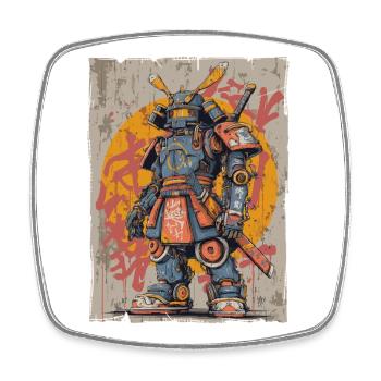 Mechanical Samurai Street Art - Square fridge magnet - white - Front