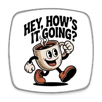 Laughing Coffee Mug - Square fridge magnet - white - Front