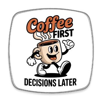 Tasse caricature de héros du café - Magnet carré - blanc - Devant