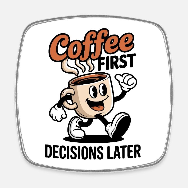 Coffee Hero Caricature Mug - Square fridge magnet - white