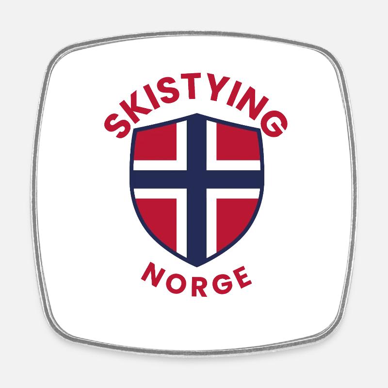 Norwegens Ski-Stil-Schild - Viereckiger Kühlschrankmagnet - Weiß