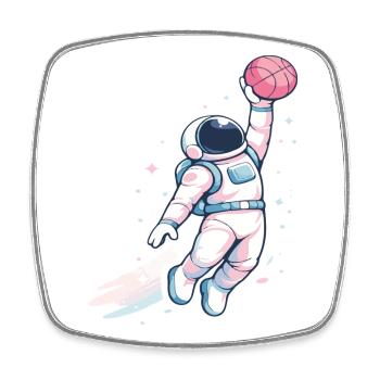 Cosmic Hoop Astronaut - Square fridge magnet - white - Front