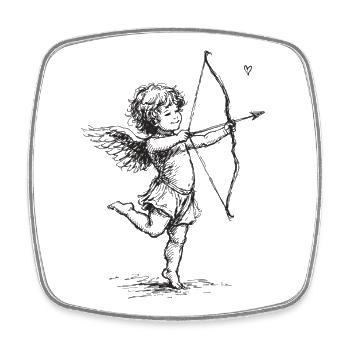 Cupidon Ange vintage avec dessin à l’arc et à la flèche - Magnet carré - blanc - Devant
