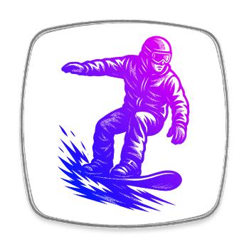 Motif emblématique du snowboard - Magnet carré - blanc - Devant