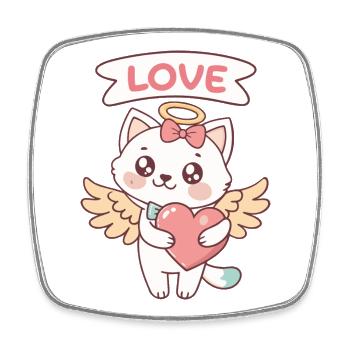 Cat Angel Heart Kawaii - Square fridge magnet - white - Front