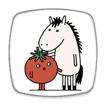 Horse and Tomato Companions - Square fridge magnet - white - Front