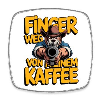 Hands off my coffee dog - Square fridge magnet - white - Front