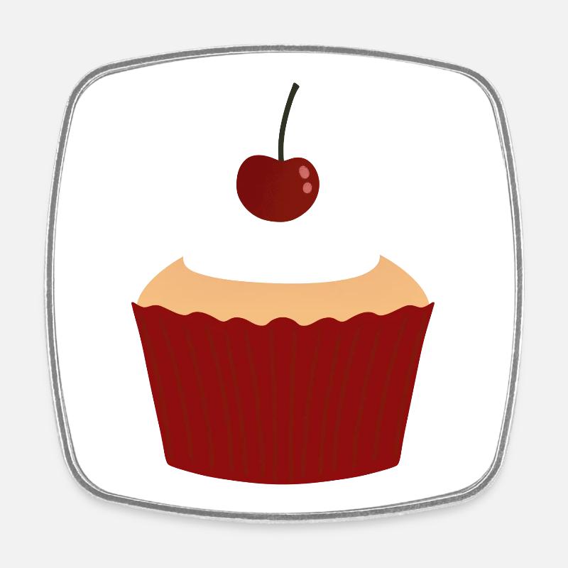 Cherry Cream Cupcake Charm - Square fridge magnet - white