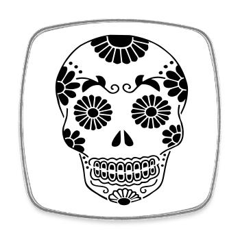 Tête de mort  - Magnet carré - blanc - Devant