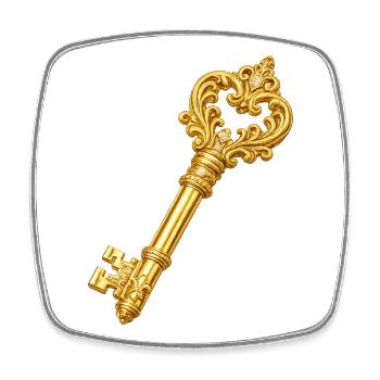 Goldener Ornament-Schlüssel - Viereckiger Kühlschrankmagnet - Weiß - Vorne