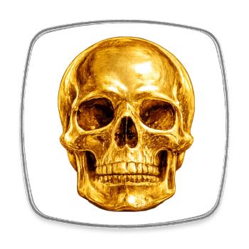 Goldener Totenkopf Luxus Gothic - Viereckiger Kühlschrankmagnet - Weiß - Vorne