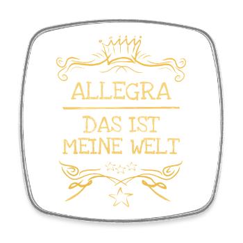Allegra als Maedchenname - Viereckiger Kühlschrankmagnet - Weiß - Vorne