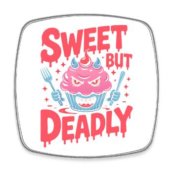 Diabolical Cupcake: Sweet Menace - Square fridge magnet - white - Front