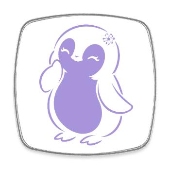 Cute Minimalist Penguin Silhouette Girl - Square fridge magnet - white - Front