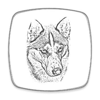 Wolfsblick Graustufen Illustration - Viereckiger Kühlschrankmagnet - Weiß - Vorne