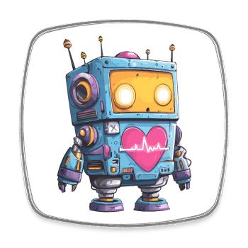 Herzroboter Neon Herz Beat - Viereckiger Kühlschrankmagnet - Weiß - Vorne