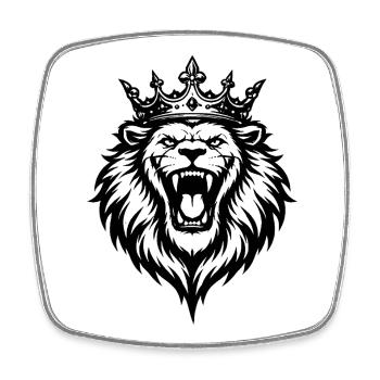 Roaring Lion with Crown - Square fridge magnet - white - Front