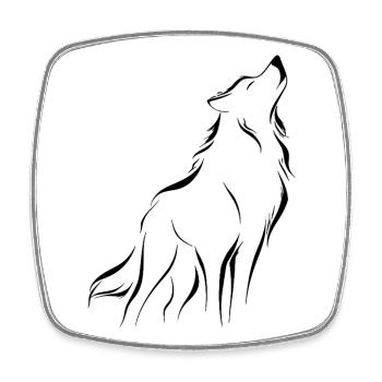 Minimalistische und symbolische Wolfssilhouette - Viereckiger Kühlschrankmagnet - Weiß - Vorne