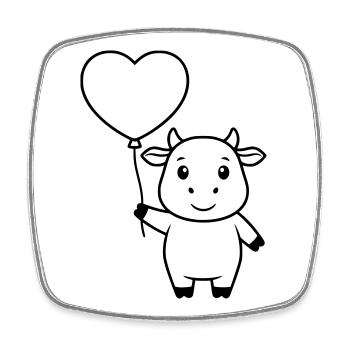Sweet Cow Heart Balloon Love Plan - Magnet carré - blanc - Devant