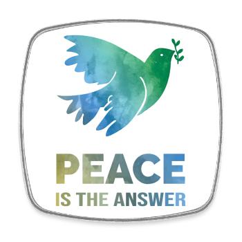 Peace Is The Answer – Watercolor Dove of Peace - Square fridge magnet - white - Front