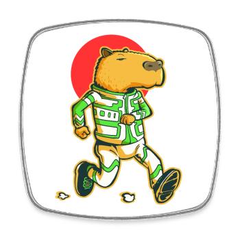 Capybara runner - Square fridge magnet - white - Front