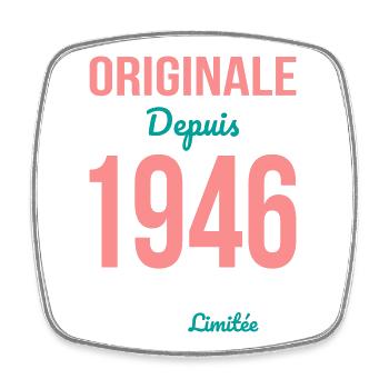 Original seit 1946 – 80-jähriges Jubiläum - Viereckiger Kühlschrankmagnet - Weiß - Vorne