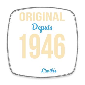 Original seit 1946 – 80-jähriges Jubiläum - Viereckiger Kühlschrankmagnet - Weiß - Vorne