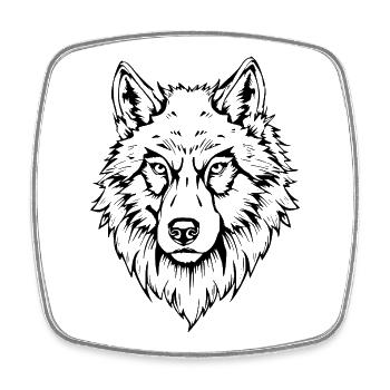 schwarzer Wolf Kopf Gesicht  - Viereckiger Kühlschrankmagnet - Weiß - Vorne