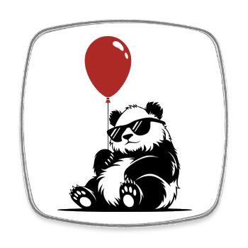 Cool Panda with Balloon | Funny party motif - Square fridge magnet - white - Front