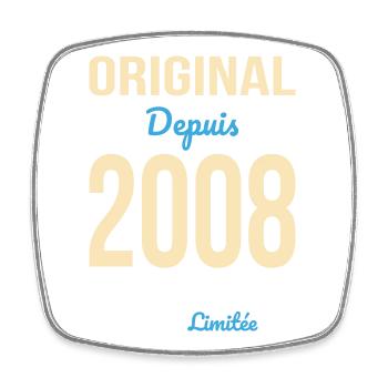 Original since 2008 – 18th birthday - Square fridge magnet - white - Front