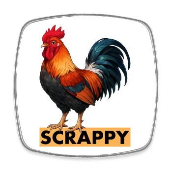 Communauté de jeu drôle de Scrappy Rooster Speranza - Magnet carré - blanc - Devant
