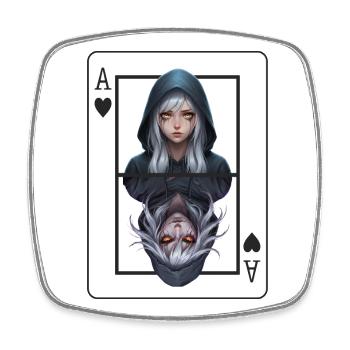 Doppelter Schatten: Ass Portrait - Viereckiger Kühlschrankmagnet - Weiß - Vorne