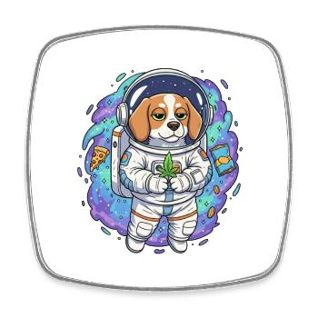 Space Weed Dog - Viereckiger Kühlschrankmagnet - Weiß - Vorne