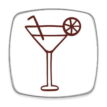 Minimalistische Cocktail-Linienkunst - Viereckiger Kühlschrankmagnet - Weiß - Vorne