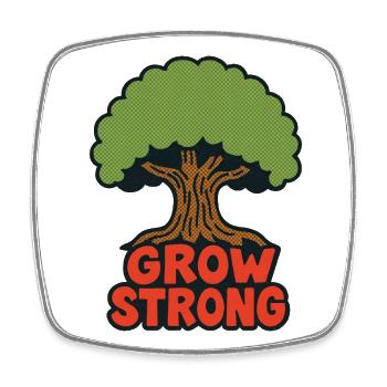 Grow Strong Tree Retro Logo - Square fridge magnet - white - Front