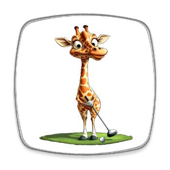 Giraffen Golf / Golfspieler - Viereckiger Kühlschrankmagnet - Weiß - Vorne