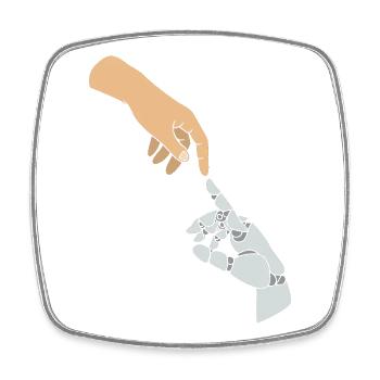 GPT Artificial Intelligence - Square fridge magnet - white - Front