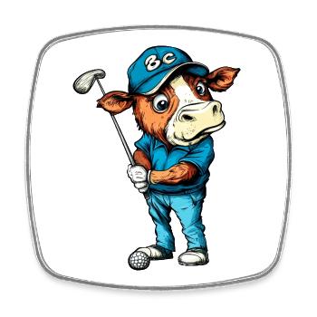Kuh Golf - Viereckiger Kühlschrankmagnet - Weiß - Vorne