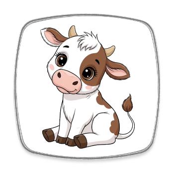 Cute Cow Calf Cartoon Motif - Square fridge magnet - white - Front