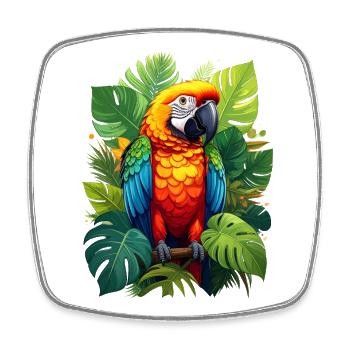 Parrot in the jungle - Square fridge magnet - white - Front