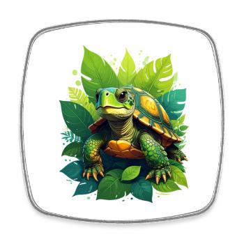 Tortue - Magnet carré - blanc - Devant