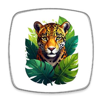 Ein Jaguar im Dschungel - Viereckiger Kühlschrankmagnet - Weiß - Vorne